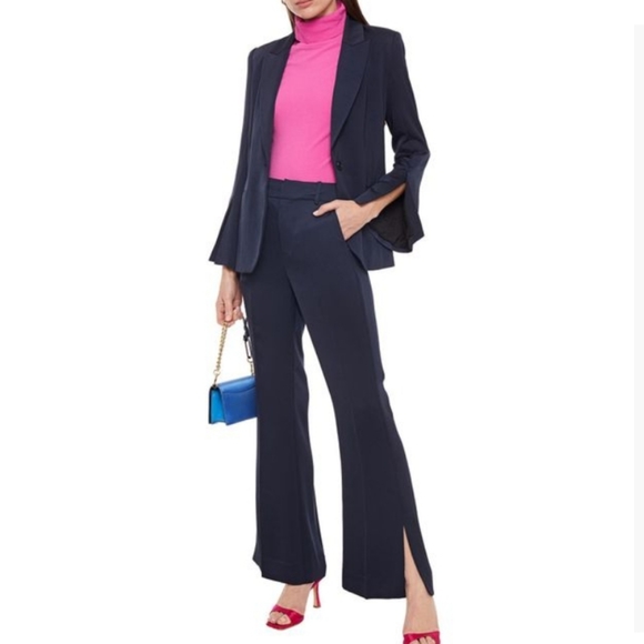 Diane Von Furstenberg Pants - Diane Von Furstenberg Slit Bottom Dress Pants Size 12 Navy Blue